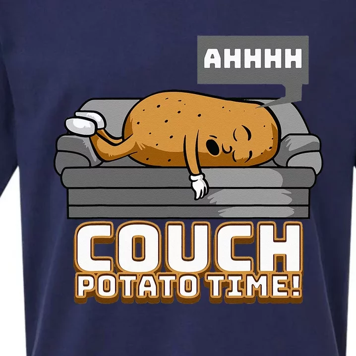 Ahhh Couch Potato Time Funny TV Potato Sofa Food Humor Sueded Cloud Jersey T-Shirt