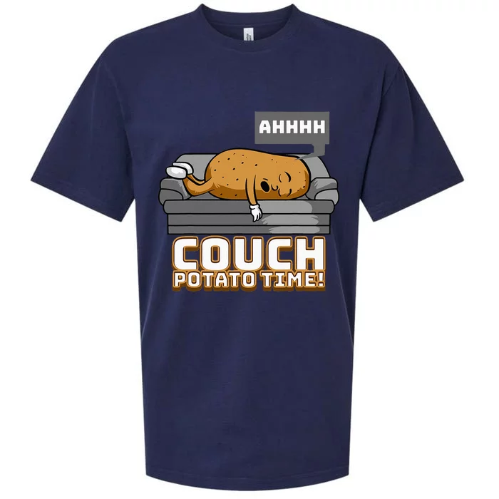 Ahhh Couch Potato Time Funny TV Potato Sofa Food Humor Sueded Cloud Jersey T-Shirt