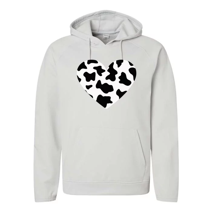 Awesome Cow Print Black & White Print Heart Performance Fleece Hoodie