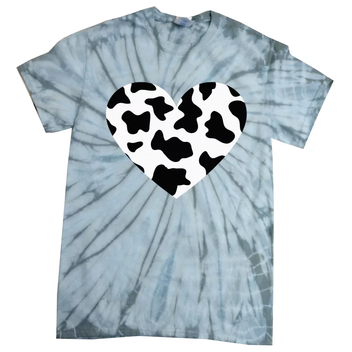 Awesome Cow Print Black & White Print Heart Tie-Dye T-Shirt