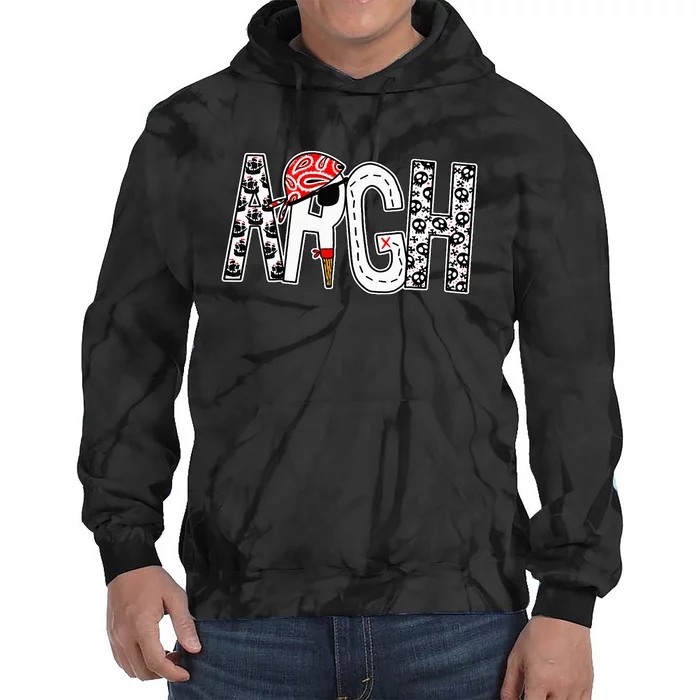 Argh Cute Pirate Print Letters Tie Dye Hoodie