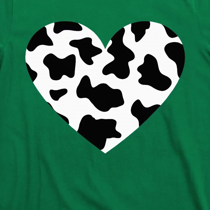 Awesome Cow Print Black & White Print Heart T-Shirt