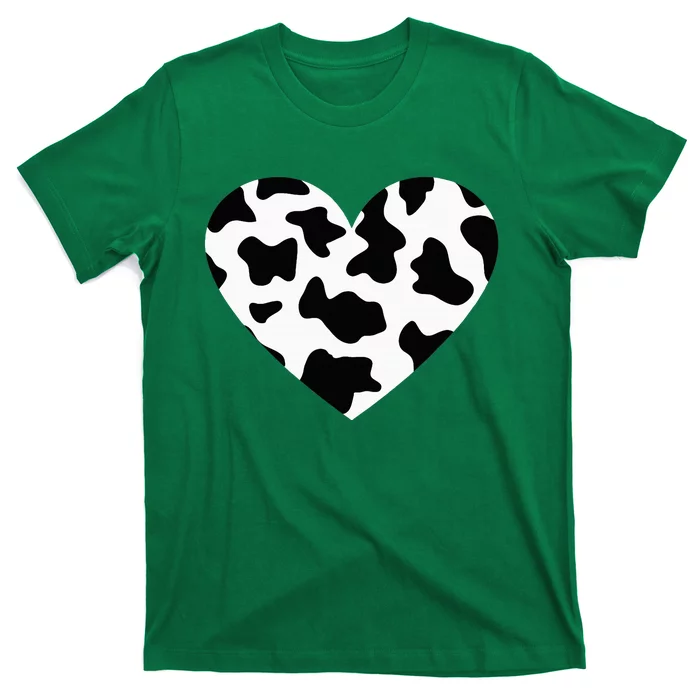 Awesome Cow Print Black & White Print Heart T-Shirt