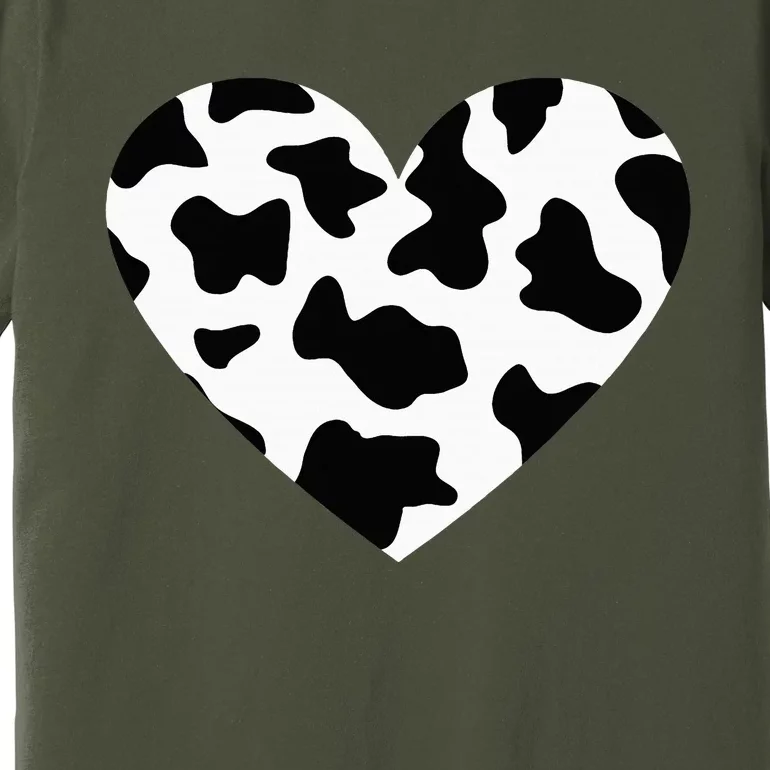 Awesome Cow Print Black & White Print Heart Premium T-Shirt