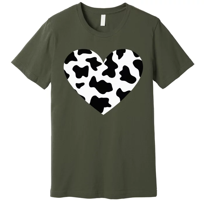 Awesome Cow Print Black & White Print Heart Premium T-Shirt