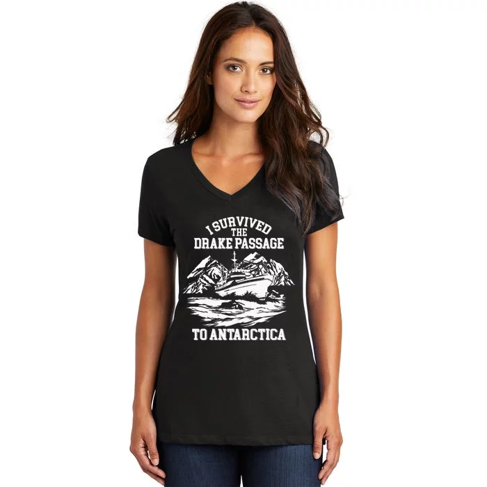 Antarctica Cruise Passage I Survived Antarctica Women's V-Neck T-Shirt