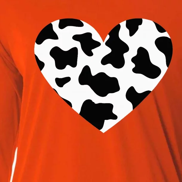 Awesome Cow Print Black & White Print Heart Cooling Performance Long Sleeve Crew