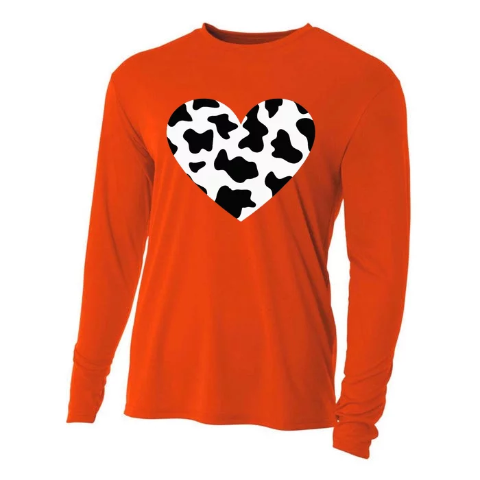 Awesome Cow Print Black & White Print Heart Cooling Performance Long Sleeve Crew