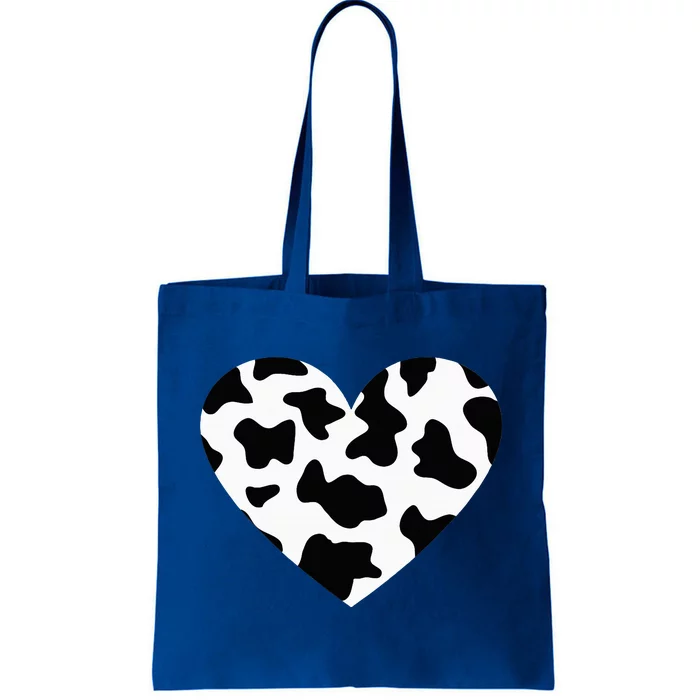 Awesome Cow Print Black & White Print Heart Tote Bag