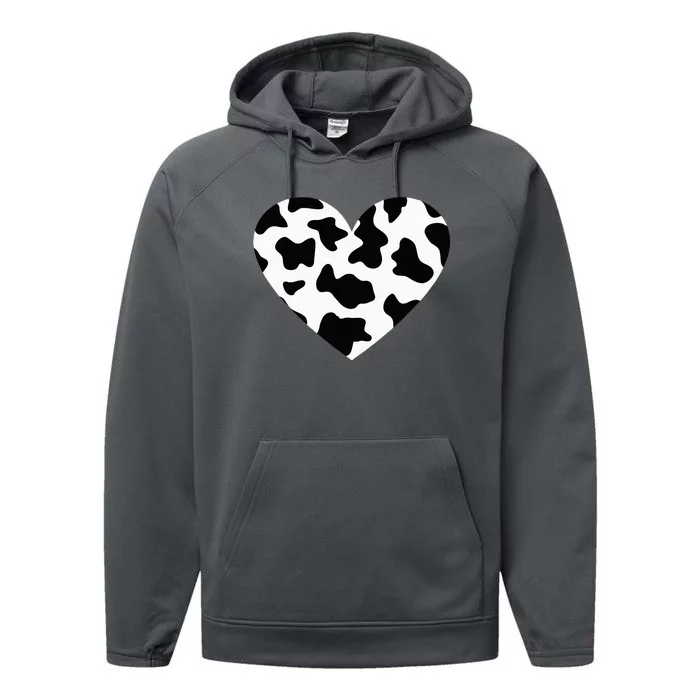 Awesome Cow Print Black & White Print Heart Performance Fleece Hoodie