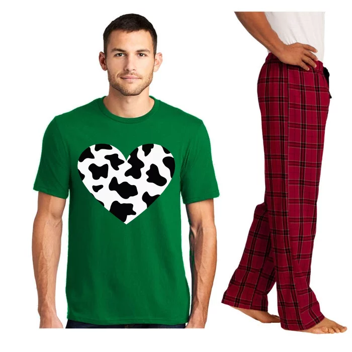 Awesome Cow Print Black & White Print Heart Pajama Set