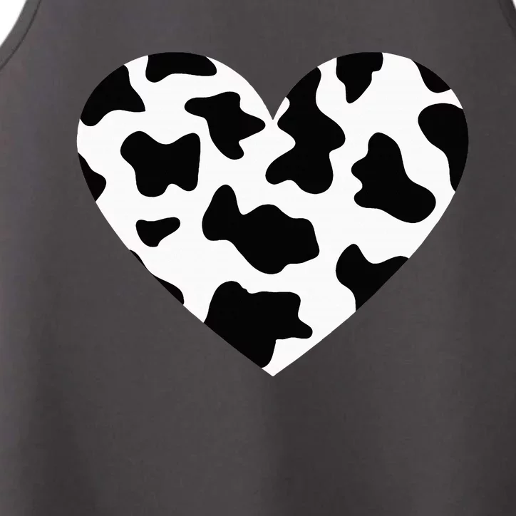 Awesome Cow Print Black & White Print Heart Performance Tank