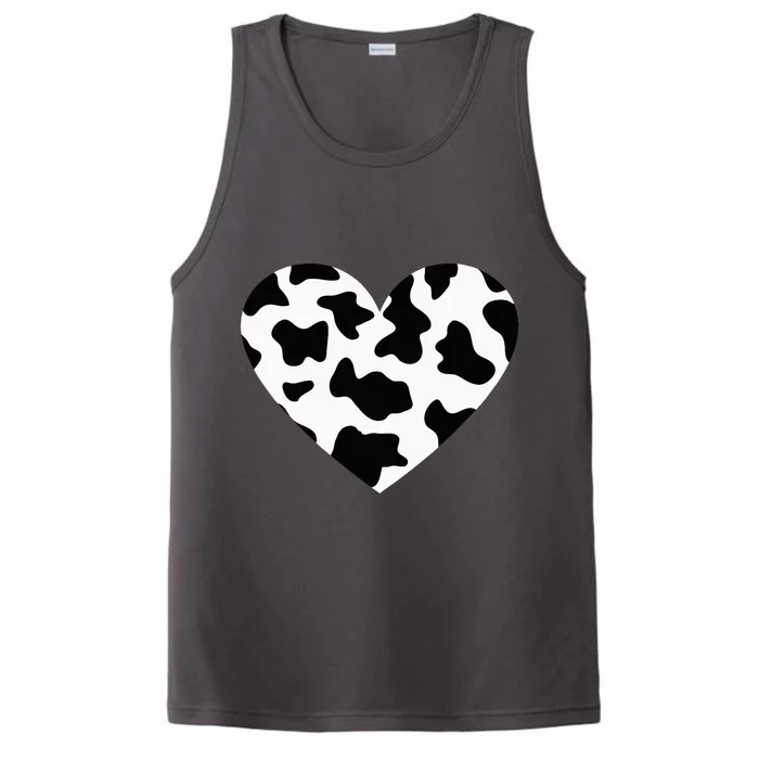 Awesome Cow Print Black & White Print Heart Performance Tank