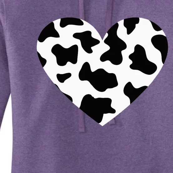 Awesome Cow Print Black & White Print Heart Women's Pullover Hoodie