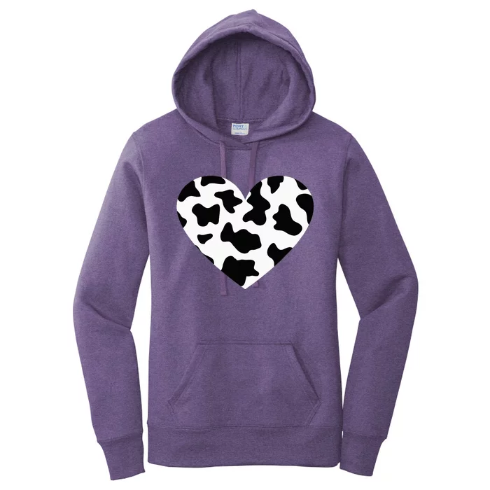 Awesome Cow Print Black & White Print Heart Women's Pullover Hoodie