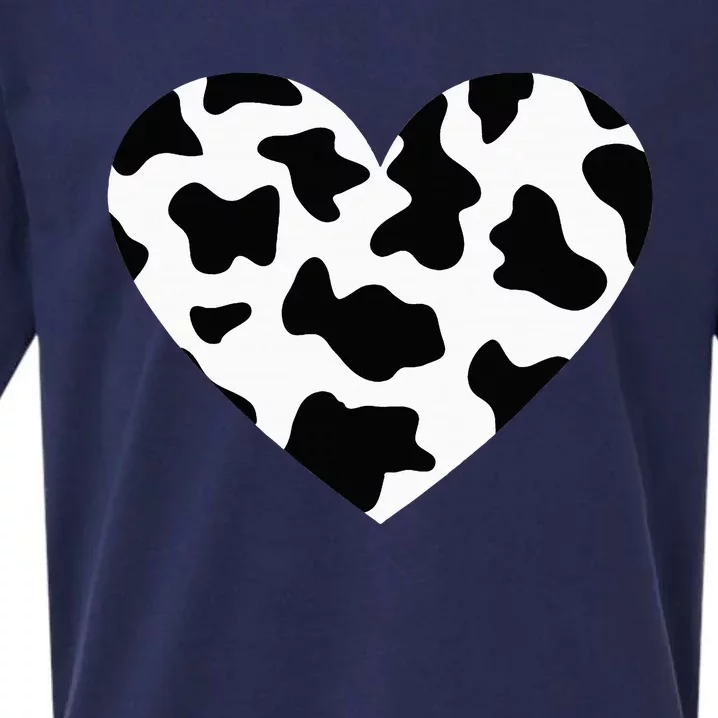 Awesome Cow Print Black & White Print Heart Sueded Cloud Jersey T-Shirt