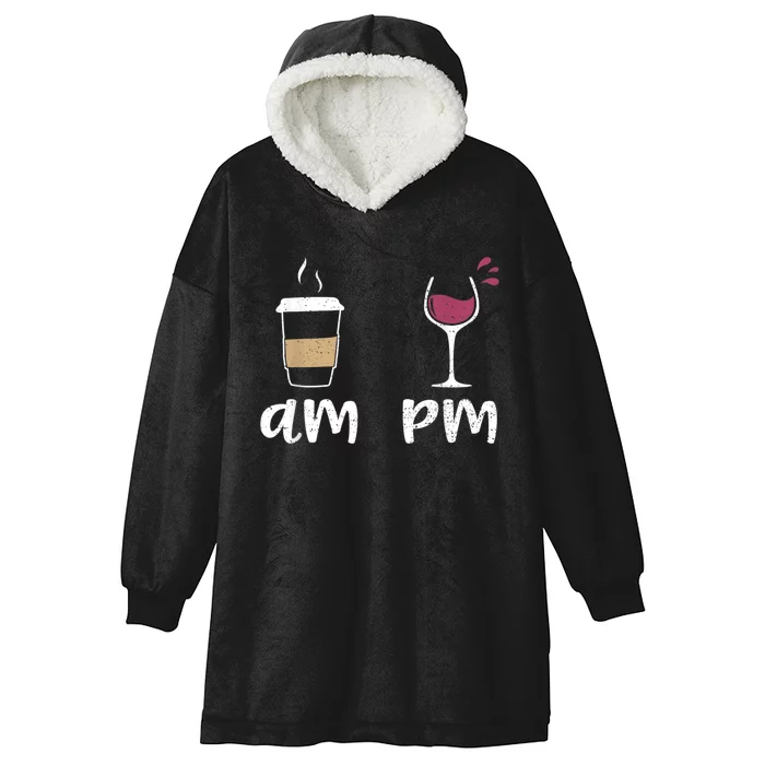 Am Coffee PM Wine Coffee Hooded Wearable Blanket