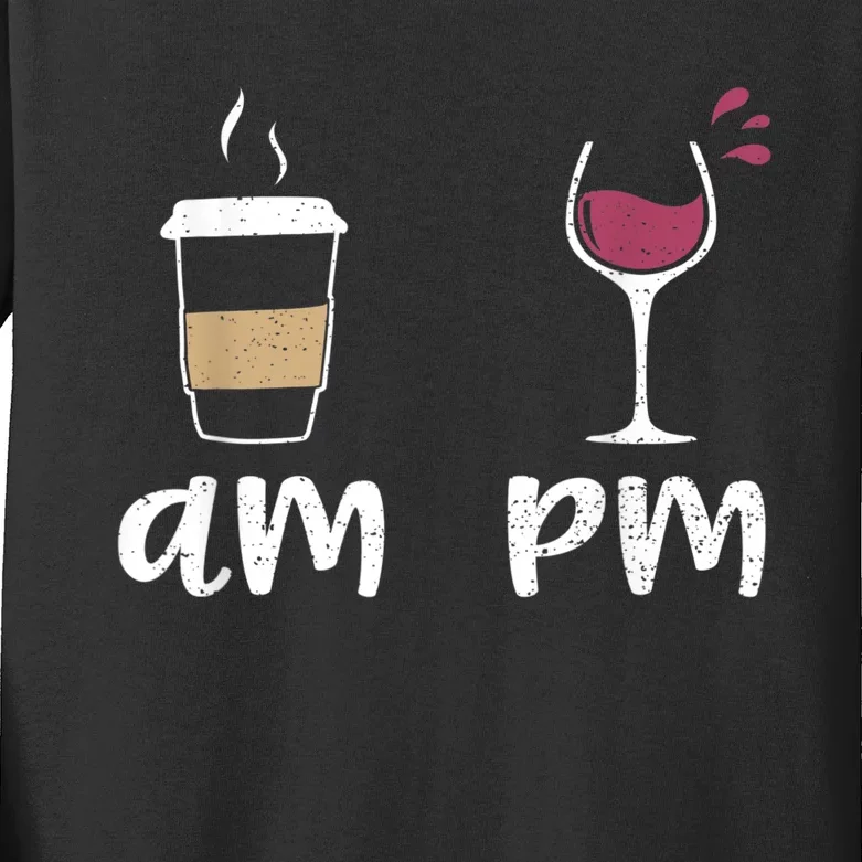 Am Coffee PM Wine Coffee Kids Long Sleeve Shirt