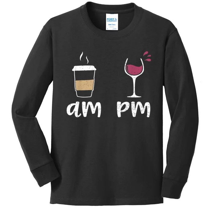 Am Coffee PM Wine Coffee Kids Long Sleeve Shirt