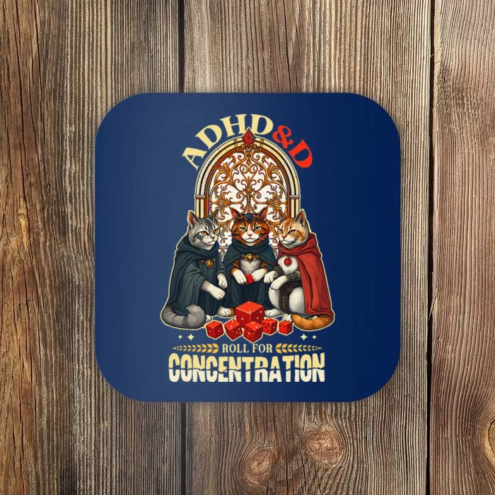 Adhd Cats Roll For Concentration Rpg Gamer Coaster