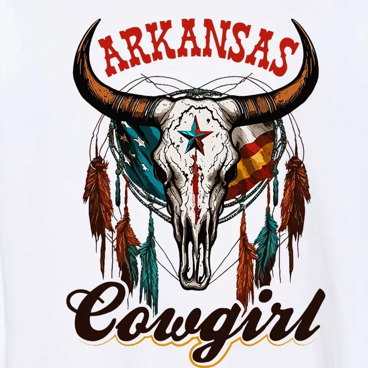 Arkansas Cowgirl Rodeo Western Country Longhorn Skull Garment-Dyed Sweatshirt