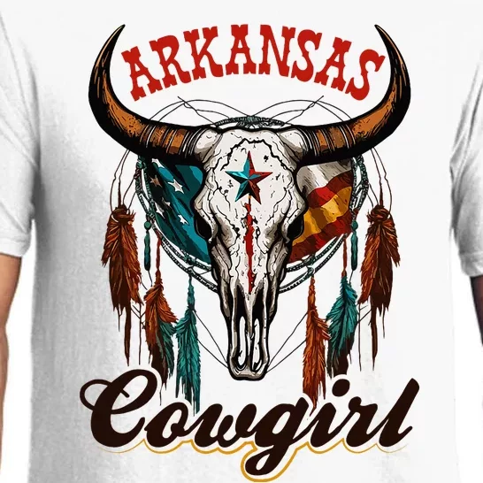 Arkansas Cowgirl Rodeo Western Country Longhorn Skull Pajama Set