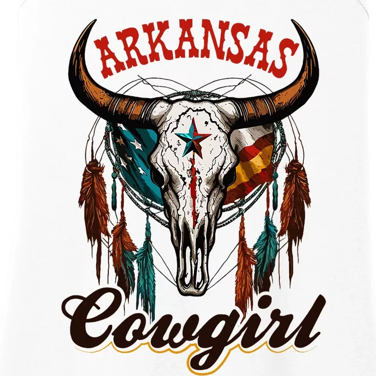 Arkansas Cowgirl Rodeo Western Country Longhorn Skull Ladies Essential Tank