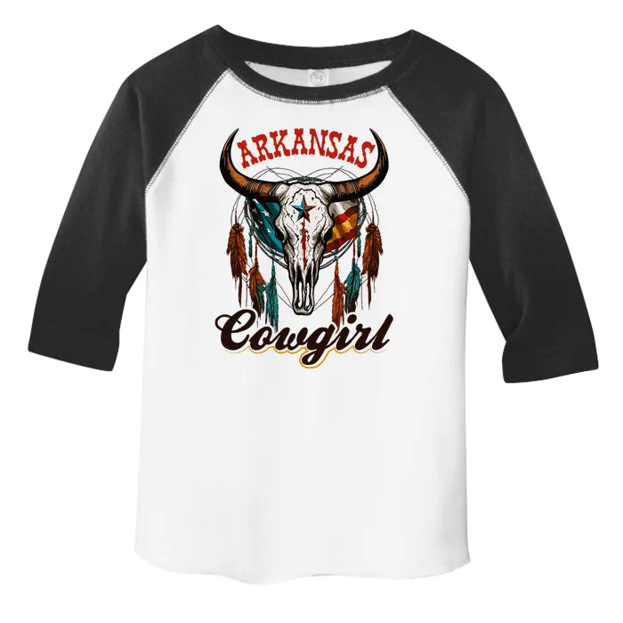 Arkansas Cowgirl Rodeo Western Country Longhorn Skull Toddler Fine Jersey T-Shirt