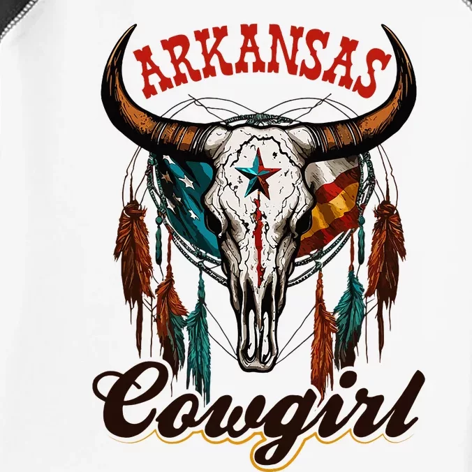 Arkansas Cowgirl Rodeo Western Country Longhorn Skull Infant Baby Jersey Bodysuit