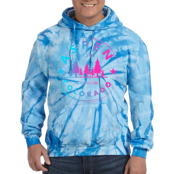 Aspen Colorado Retro Big Mountain Forest Tie Dye Hoodie