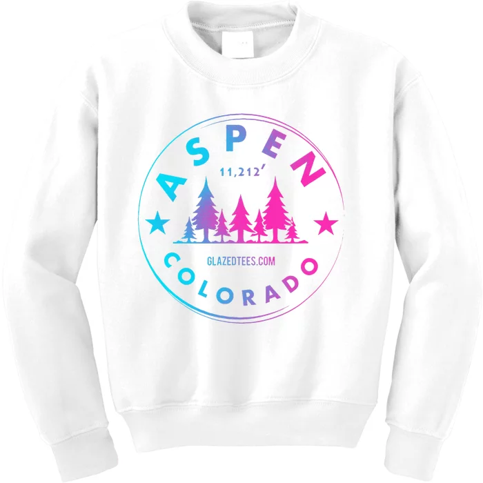 Aspen Colorado Retro Big Mountain Forest Kids Sweatshirt