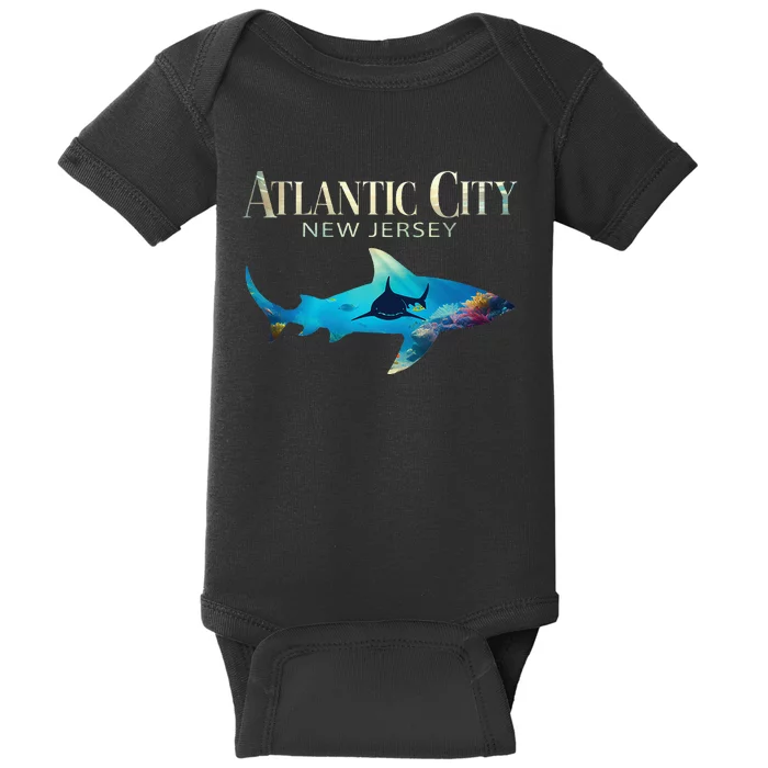 Atlantic City Retro Atlantic City Nj Shark Baby Bodysuit