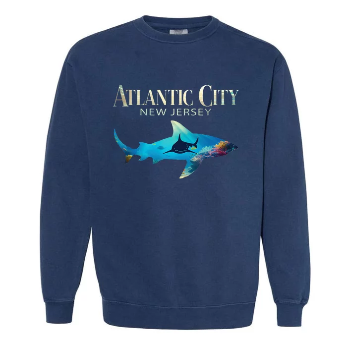 Atlantic City Retro Atlantic City Nj Shark Garment-Dyed Sweatshirt