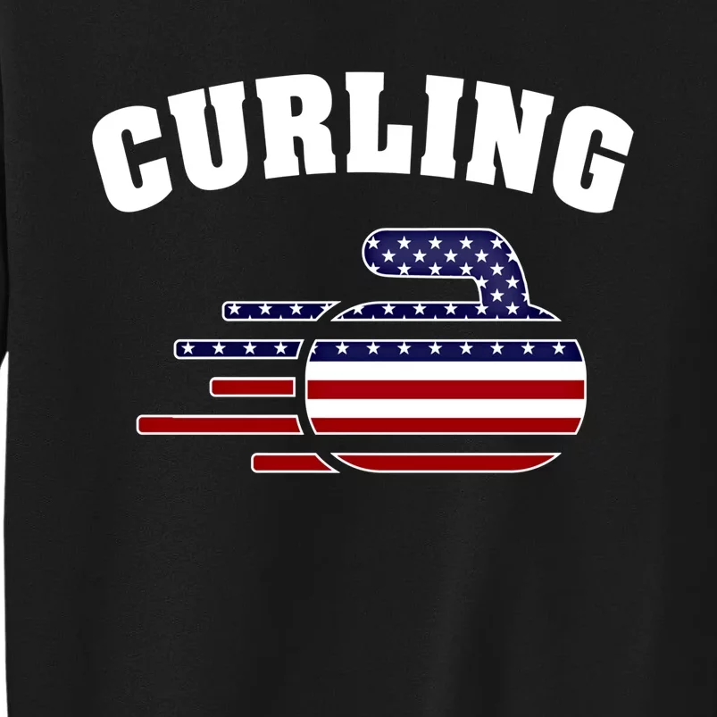 America Curling Rock American Curlers Usa Flag Winter Sports Gift Sweatshirt