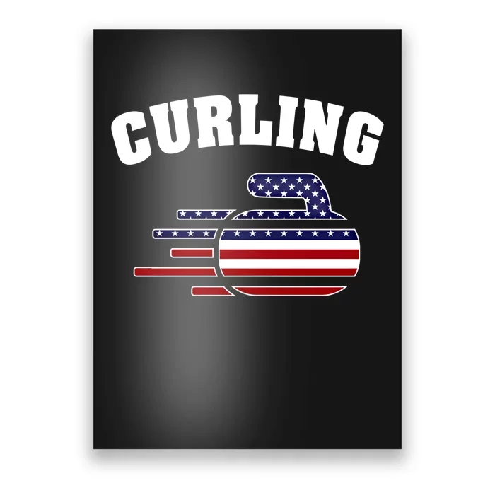 America Curling Rock American Curlers Usa Flag Winter Sports Gift Poster