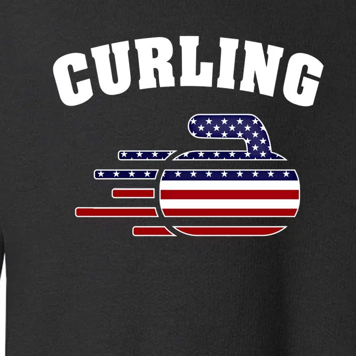 America Curling Rock American Curlers Usa Flag Winter Sports Gift Toddler Sweatshirt