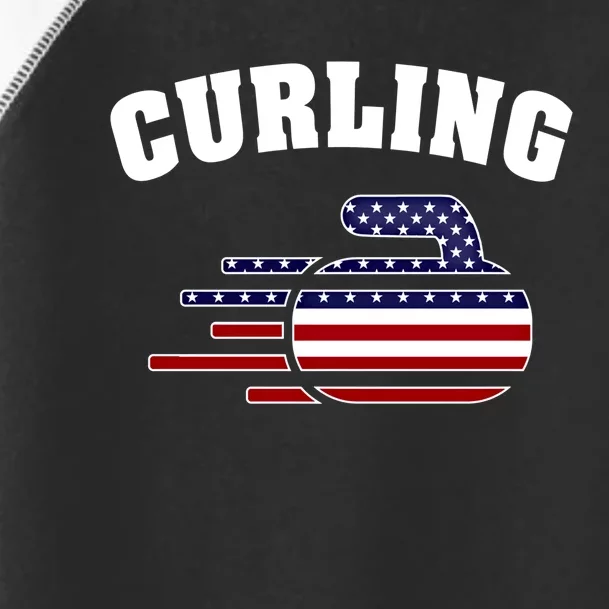 America Curling Rock American Curlers Usa Flag Winter Sports Gift Toddler Fine Jersey T-Shirt