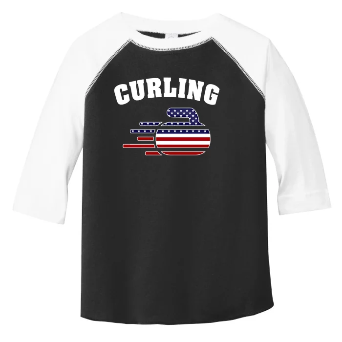 America Curling Rock American Curlers Usa Flag Winter Sports Gift Toddler Fine Jersey T-Shirt