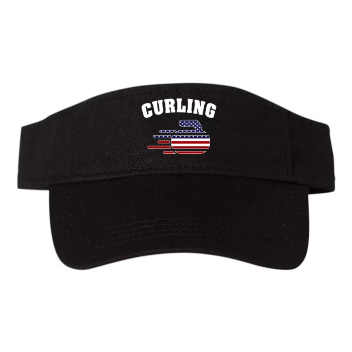 America Curling Rock American Curlers Usa Flag Winter Sports Gift Valucap Bio-Washed Visor