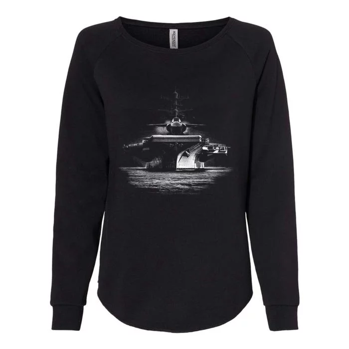 Aircraft Carrier Realistic Womens California Wash Sweatshirt