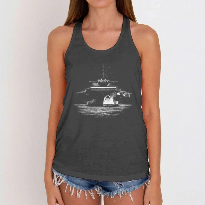 Aircraft Carrier Realistic Women's Knotted Racerback Tank