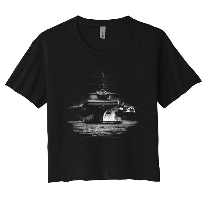 Aircraft Carrier Realistic Women's Crop Top Tee