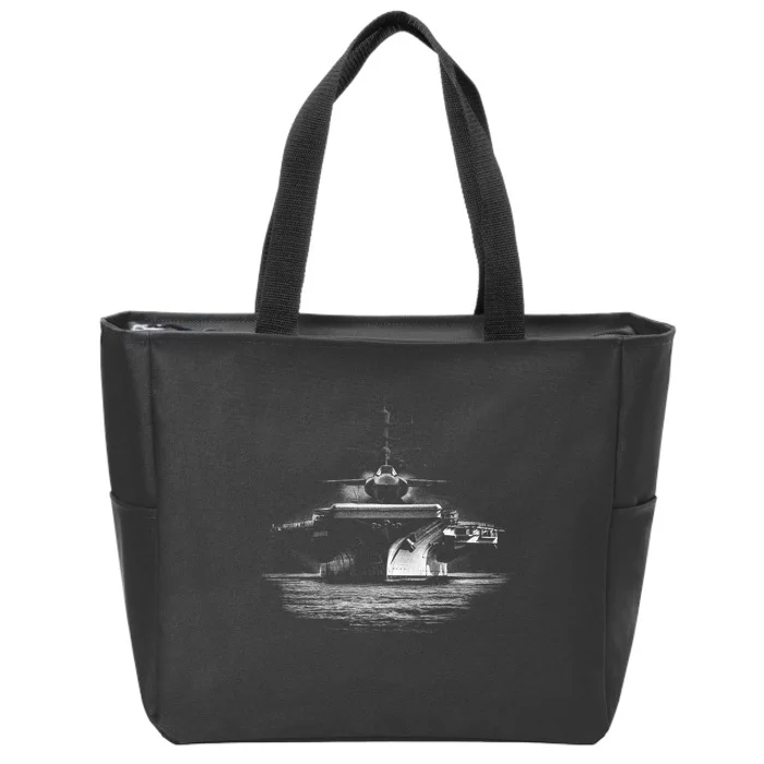 Aircraft Carrier Realistic Zip Tote Bag