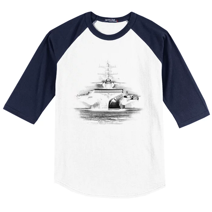 Aircraft Carrier Realistic Baseball Sleeve Shirt