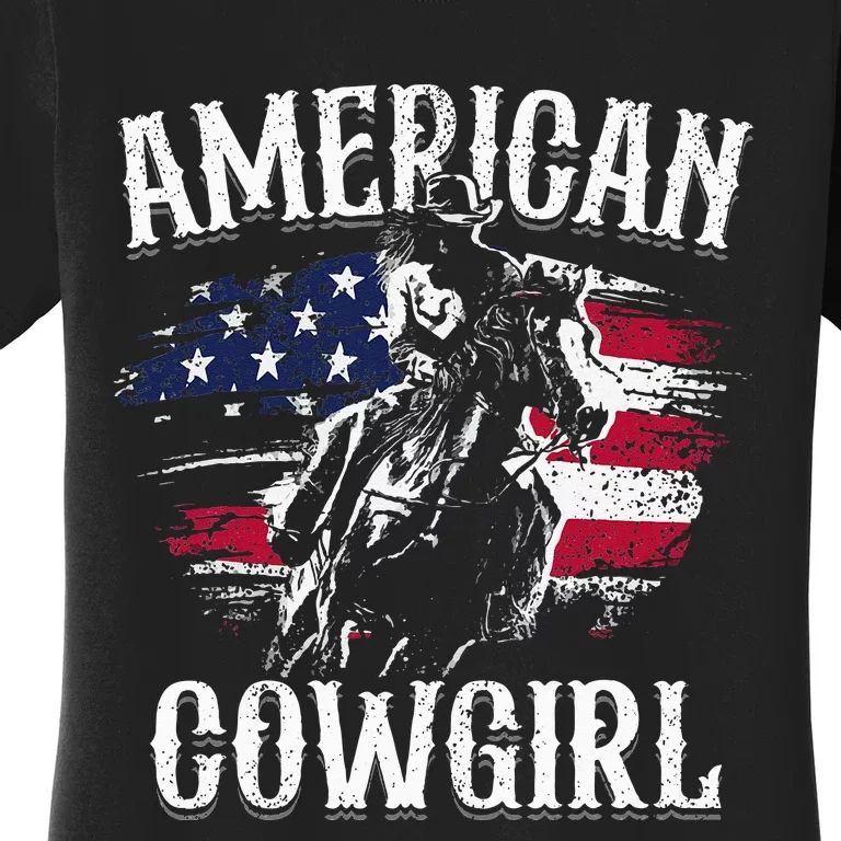 American Cow Rodeo Barrel Racing Horse Riding Gift Women's T-Shirt