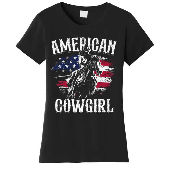 American Cow Rodeo Barrel Racing Horse Riding Gift Women's T-Shirt