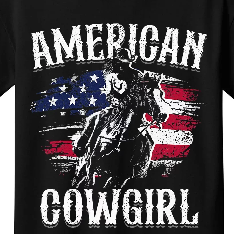 American Cow Rodeo Barrel Racing Horse Riding Gift Kids T-Shirt