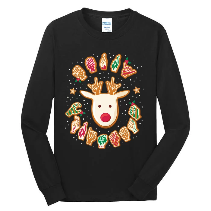 Asl Christmas Reindeer American Sign Language Gingerbread Long Sleeve Tall Long Sleeve T-Shirt