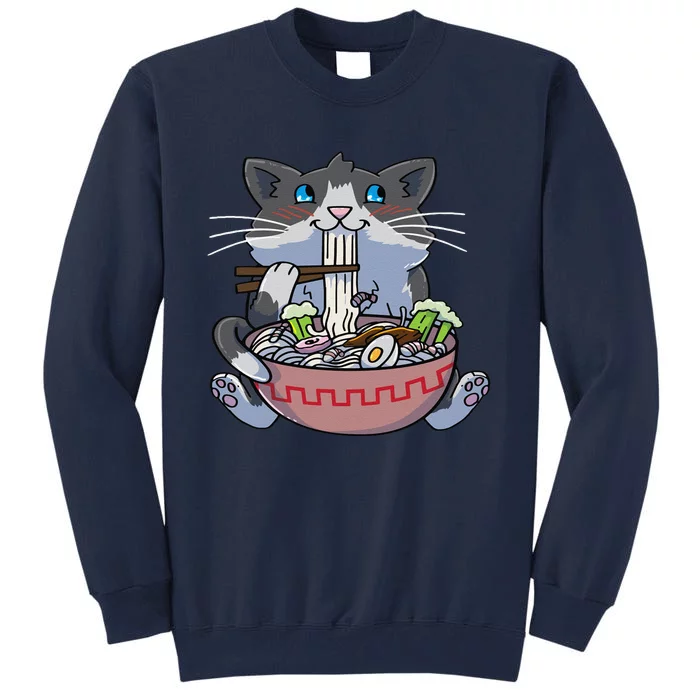 Anime Cat Ramen Kawaii Neko Noodles Tall Sweatshirt