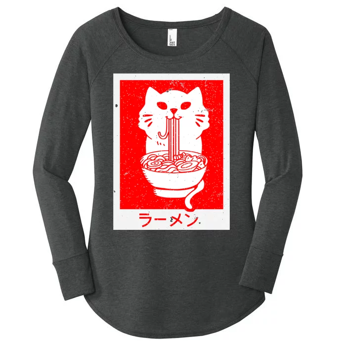 Anime Cat Ramen Kawaii Neko Noodles Women's Perfect Tri Tunic Long Sleeve Shirt